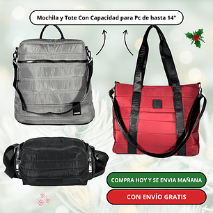 Pack 3: Mochila (Pc) + Bolso Tote (Pc) + Bandolera Puff + Envío Gratis 🔥