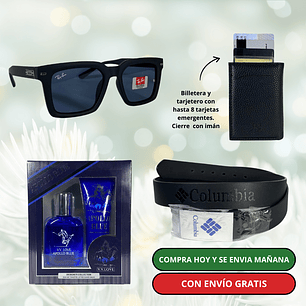 Pack 4 Hombre:  Lentes de Sol + Billetera Viral + Pack Polo + Cinturón + Envío Gratis 🔥