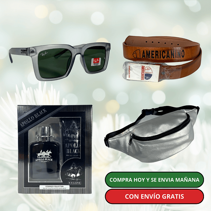 Pack 5 Hombre:  Lentes de Sol + Banano + Pack Polo + Cinturón + Envío Gratis 🔥 2