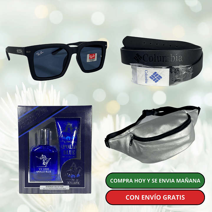 Pack 5 Hombre:  Lentes de Sol + Banano + Pack Polo + Cinturón + Envío Gratis 🔥 5