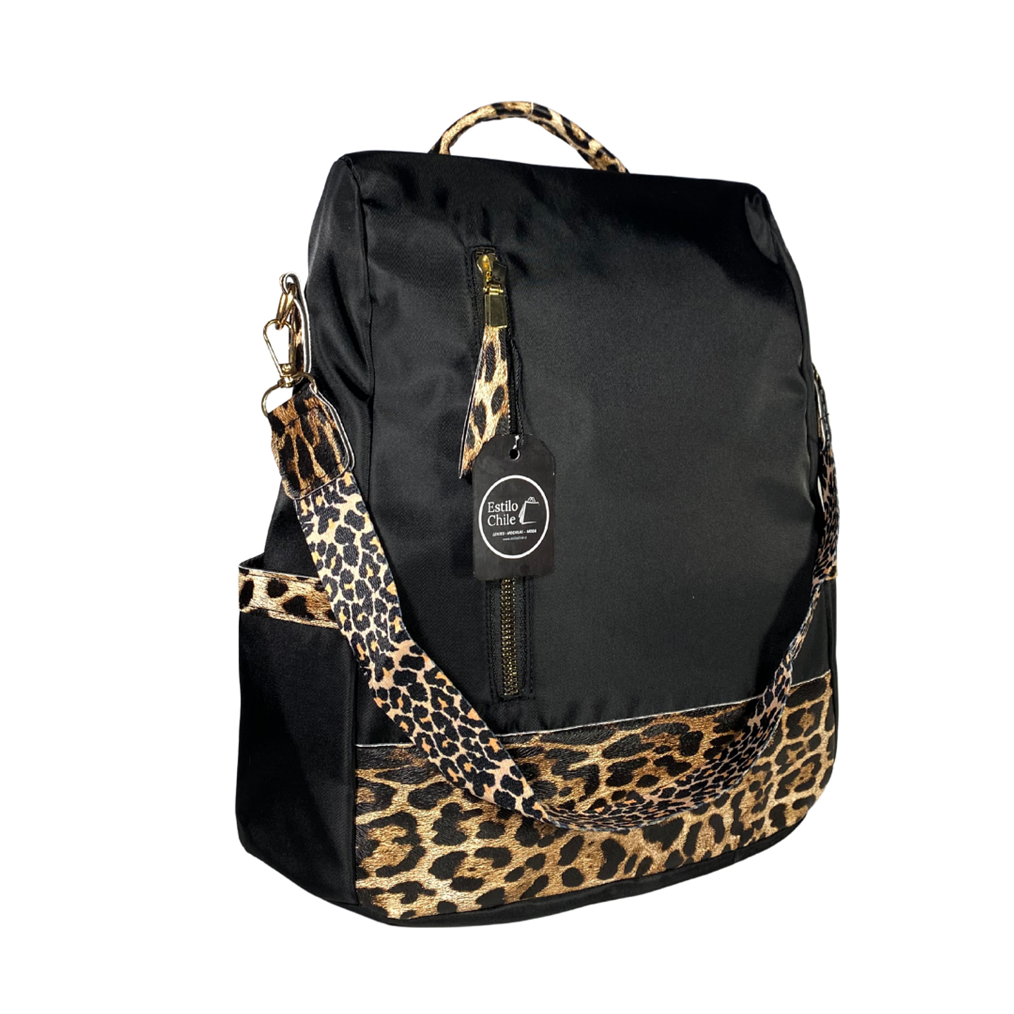 Mochila y Cartera Animal Print Negra antirrobo 5