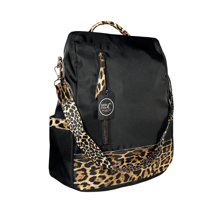 Mochila y Cartera Animal Print Negra antirrobo 5