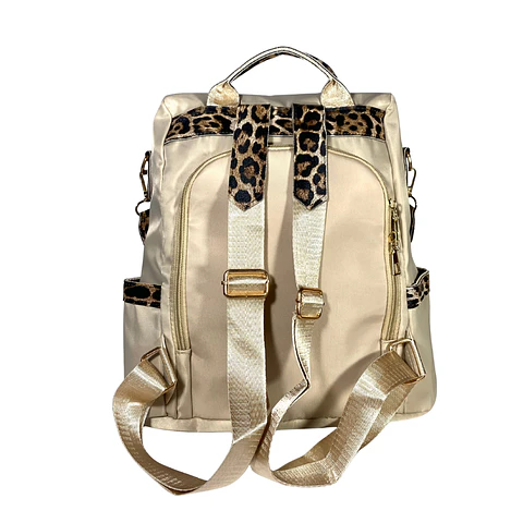 Mochila y Cartera Animal Print Beige Antirrobo 6
