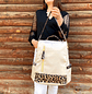 Mochila y Cartera Animal Print Beige antirrobo - Miniatura 2