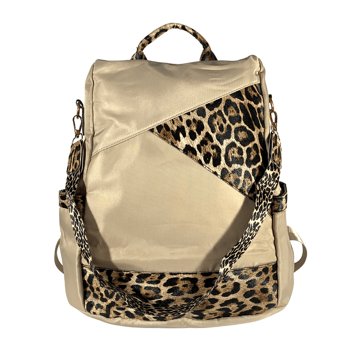 Mochila y Cartera Animal Print Beige antirrobo 5