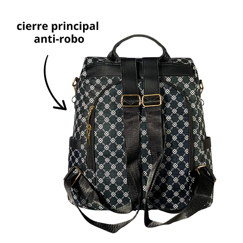 Mochila y Cartera Negro-Azulado antirrobo 6