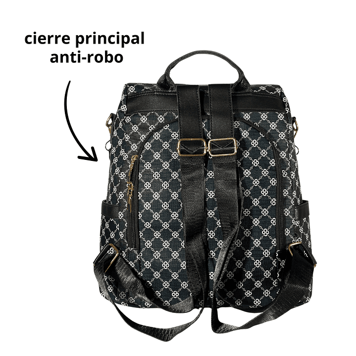 Mochila y Cartera Negro-Azulado antirrobo 6