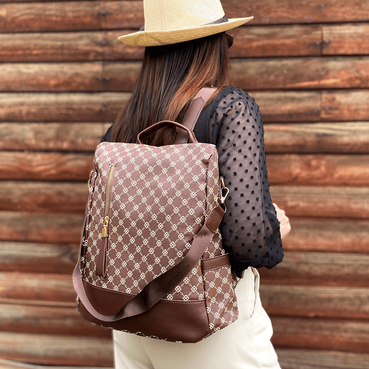 Mochila y Cartera Café Antirrobo 2