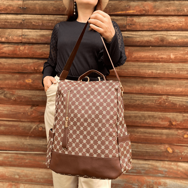 Mochila y Cartera Café Antirrobo 3