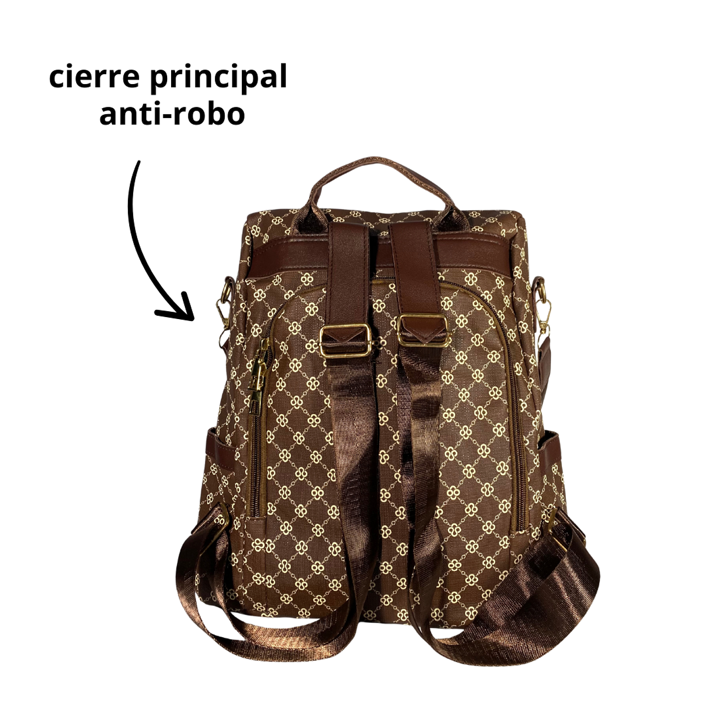 Mochila y Cartera Café Antirrobo 6