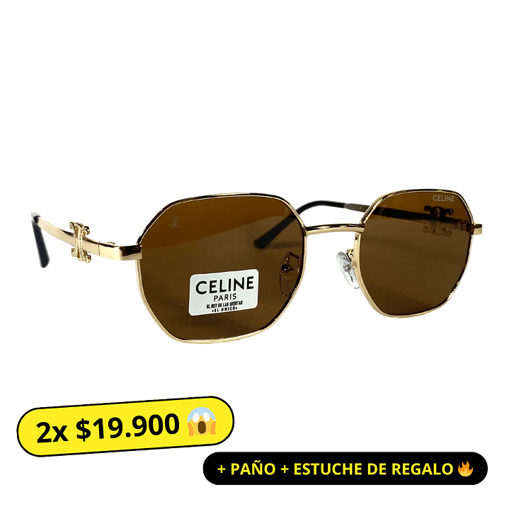 Lentes de Sol Premium Celine AAA Café hexagonal 1