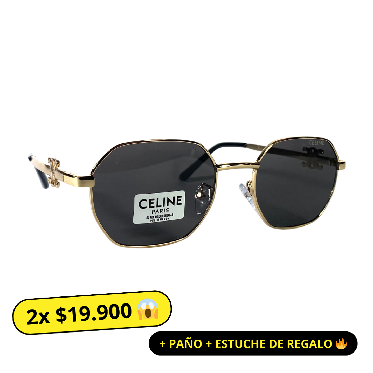 Lentes de Sol Premium Celine AAA Negro hexagonal 1