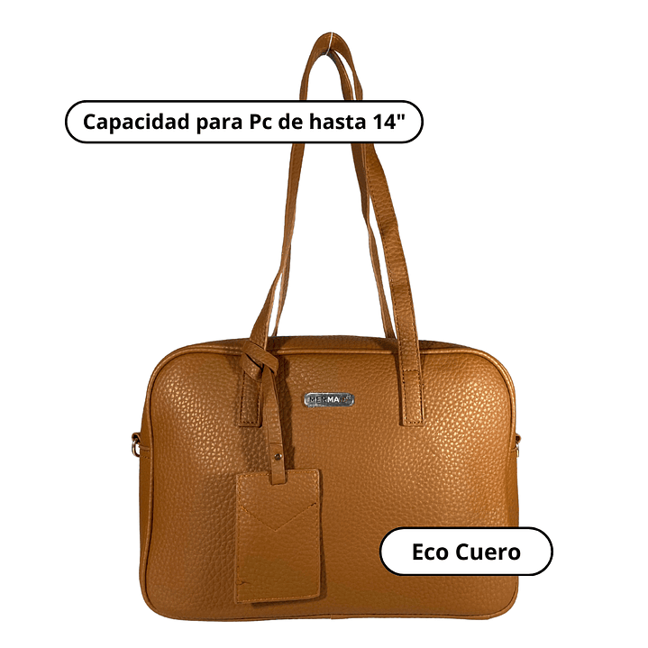 Cartera Maletín Eco Cuero Café (capacidad para Pc 14