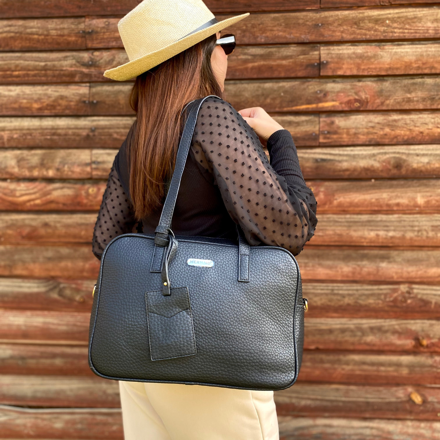 Cartera Maletín Eco Cuero Negro (capacidad para Pc 14