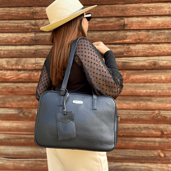 Cartera Maletín Eco Cuero Negro (capacidad para Pc 14