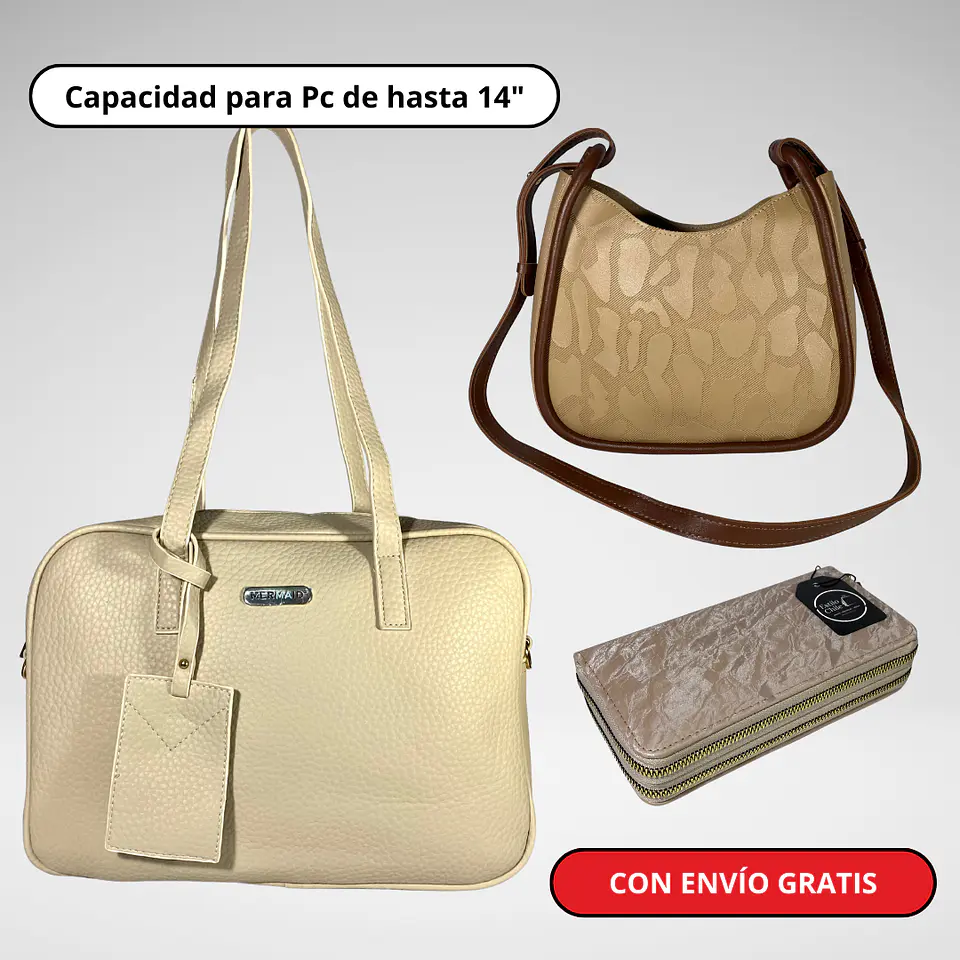 Pack Día de la Mamá: Cartera Maletín (Pc) + Cartera + Billetera Grande + Envío Gratis🔥 1
