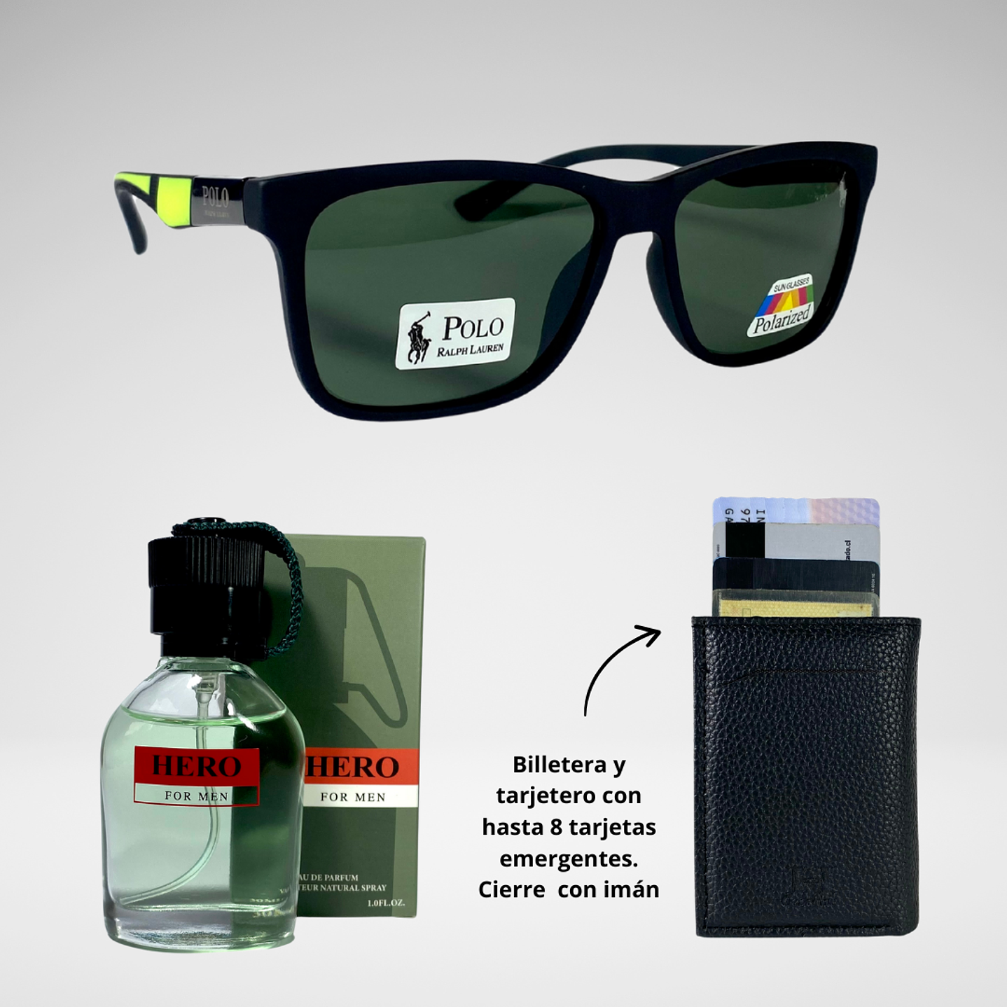 Pack 5 Hombre:  Lentes de Sol + Billetera Viral + Perfume 🔥 3