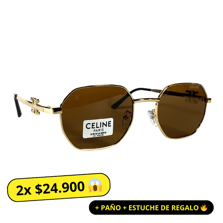 Lentes de Sol Premium Celine AAA Café hexagonal 1