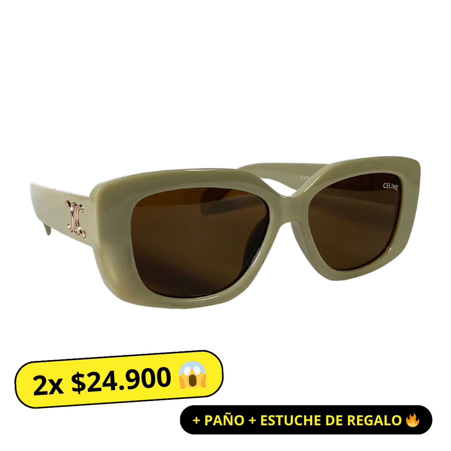 Lentes de Sol Premium Celine AAA Beige Mujer 1
