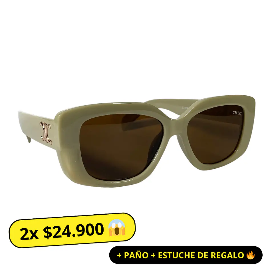 Lentes de Sol Premium Celine AAA Beige Mujer 1
