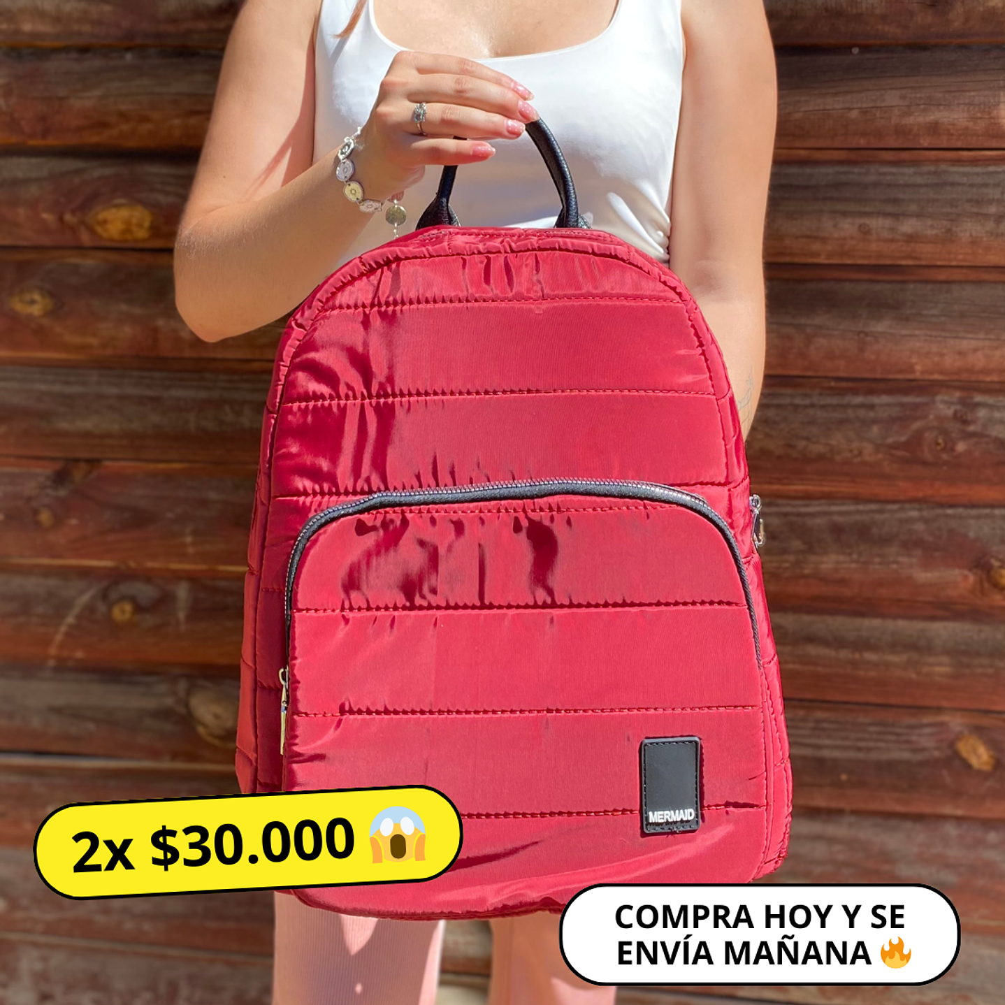 Mochila Puff Roja (capacidad Pc 14