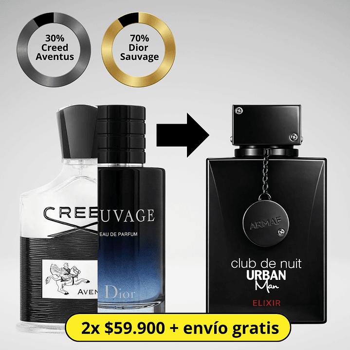 Club de Nuit Urban Elixir 105ml dupe: 70% Dior Sauvage y 30% Creed Aventus 1