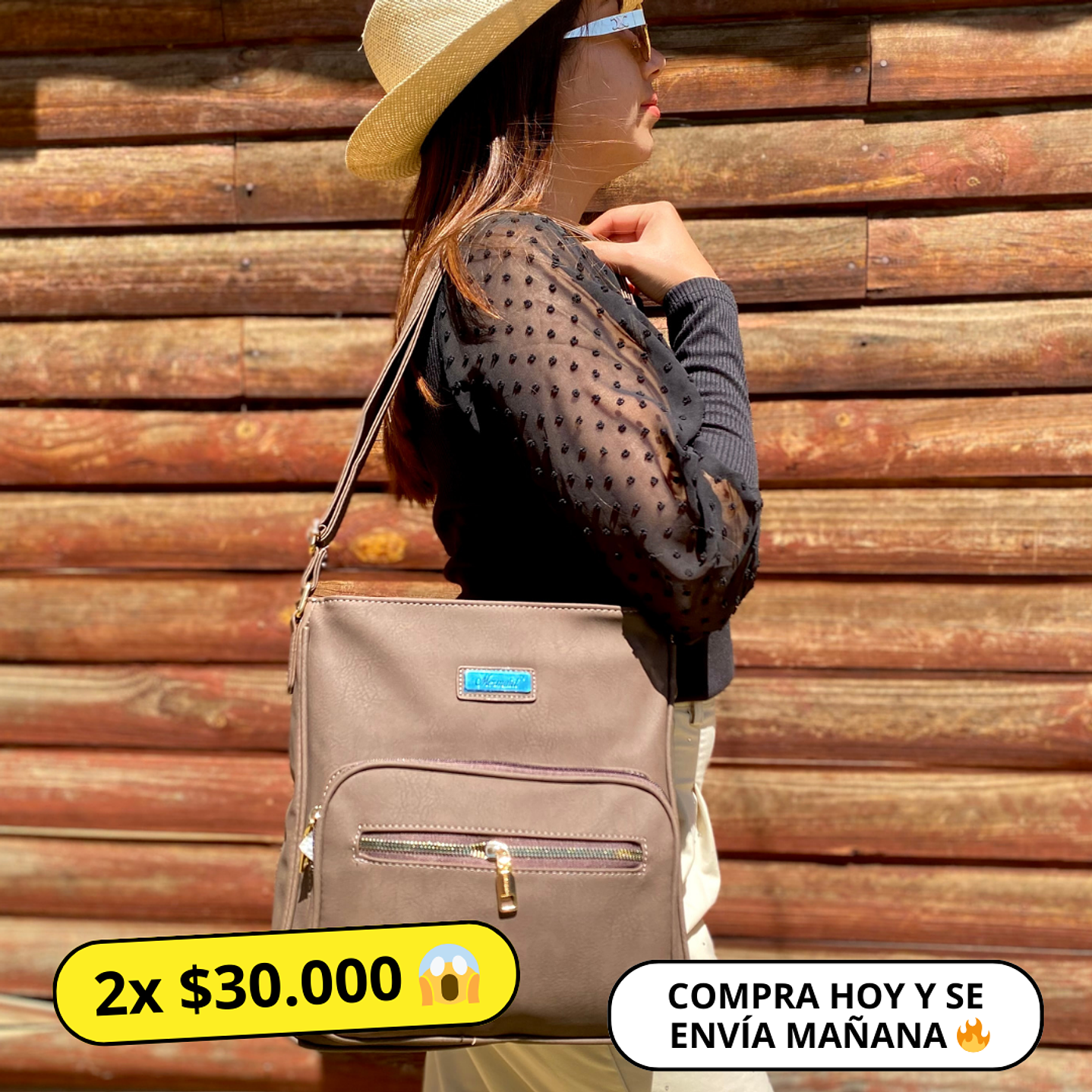 Bolso Eco Cuero Café Oscuro 1