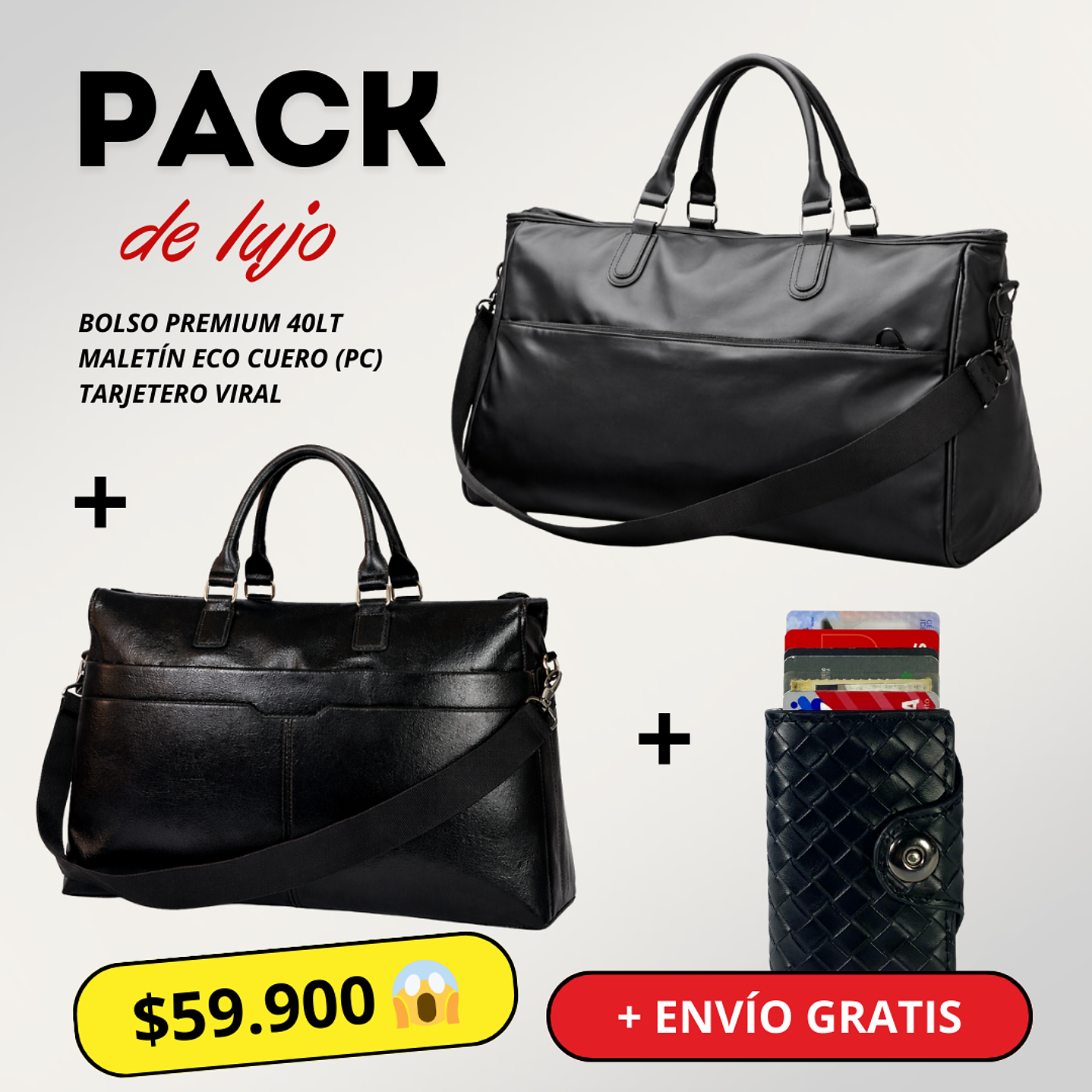 Pack Premium: Bolso de Lujo 40L + Maletín Eco Cuero + Billetera Viral + Envío Gratis 🔥 2