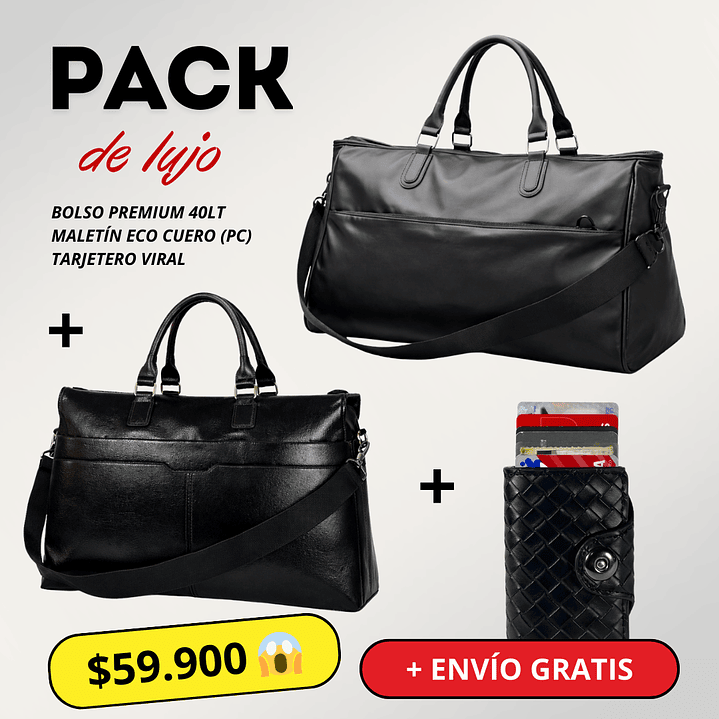 Pack Premium: Bolso de Lujo 40L + Maletín Eco Cuero + Billetera Viral + Envío Gratis 🔥 2