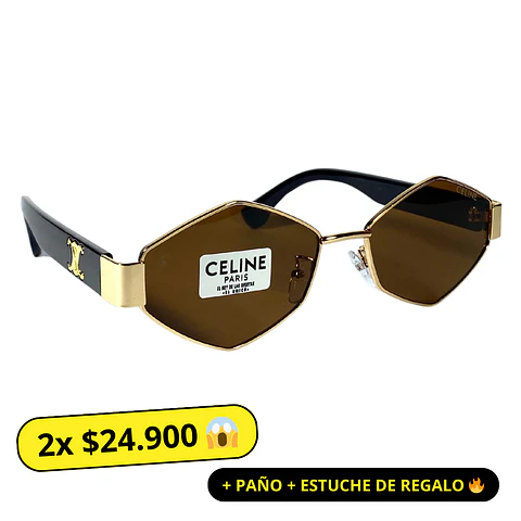 Lentes de Sol Premium Celine AAA Hexagonal Café 1