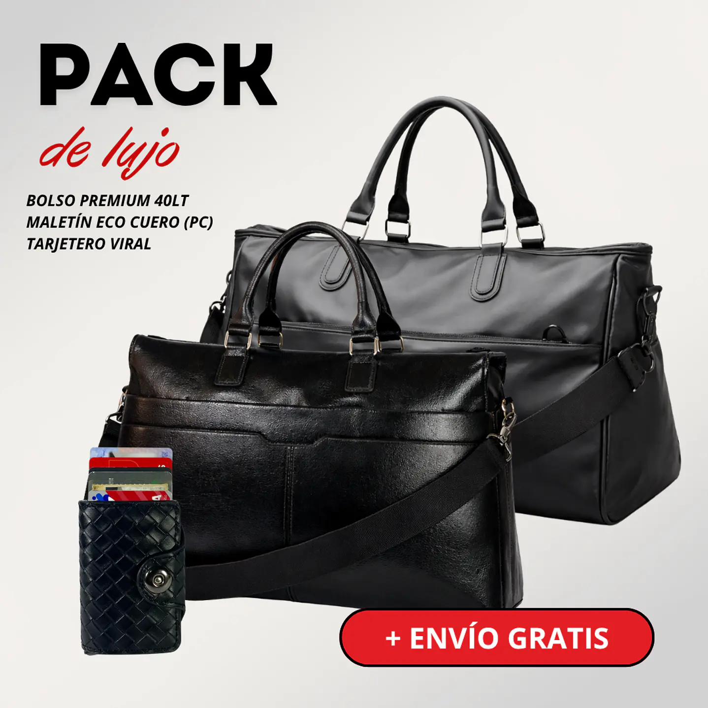 Pack Premium: Bolso de Lujo 40L + Maletín Cuero Vegano + Billetera Viral + Envío Gratis 🔥 1