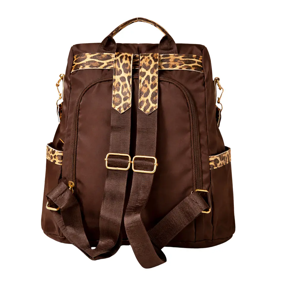 Mochila y Cartera Animal Print Café Antirrobo 3