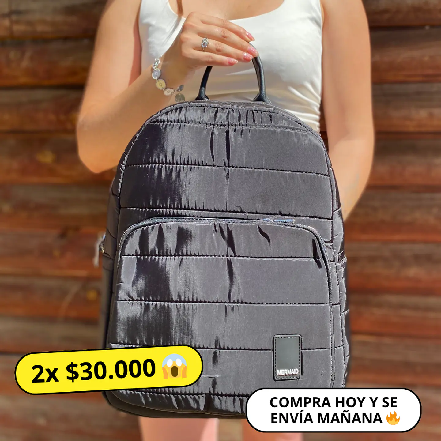 Mochila Puff Negra (capacidad Pc 14