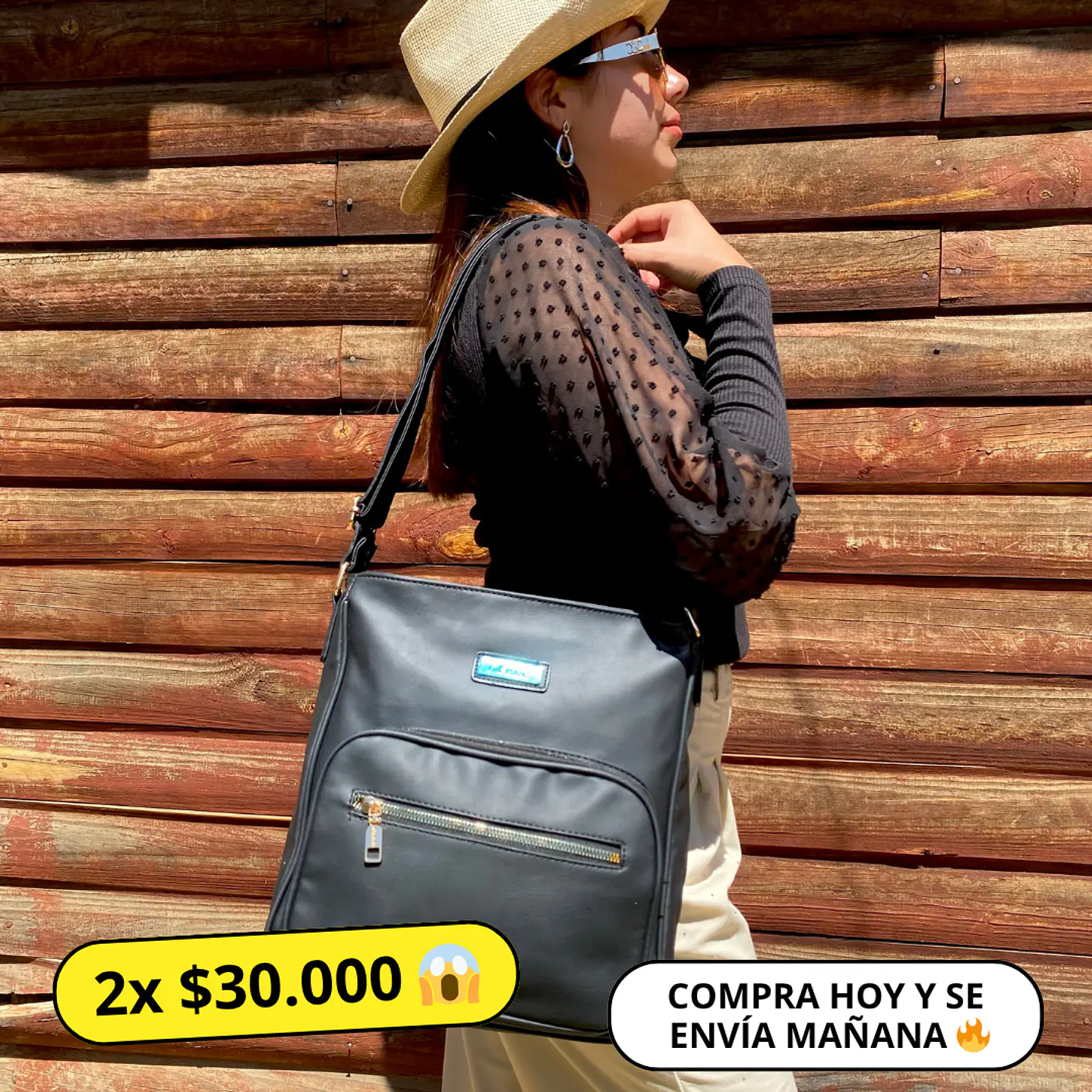 Bolso Eco Cuero Negra 1