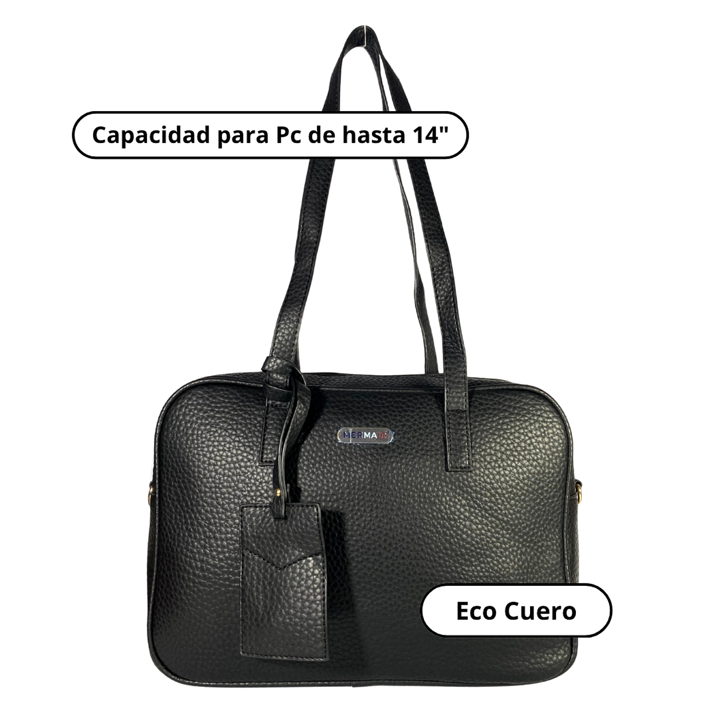 Cartera Maletín Eco Cuero Negro (capacidad para Pc 14