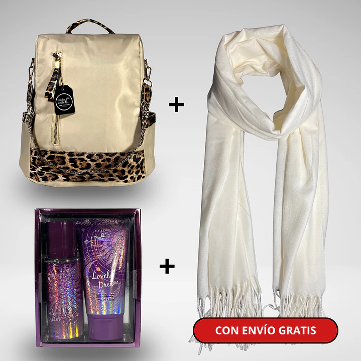 Pack Día de la Mamá: Mochila Antirrobo + Bufanda + Pack Splash + Crema + Envío Gratis🔥 4