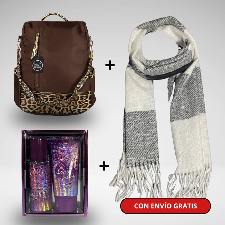 Pack Día de la Mamá: Mochila Antirrobo + Bufanda + Pack Splash + Crema + Envío Gratis🔥 5