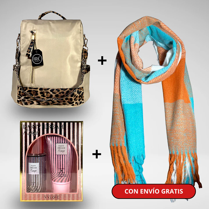 Pack Día de la Mamá: Mochila Antirrobo + Bufanda + Pack Splash + Crema + Envío Gratis🔥 3