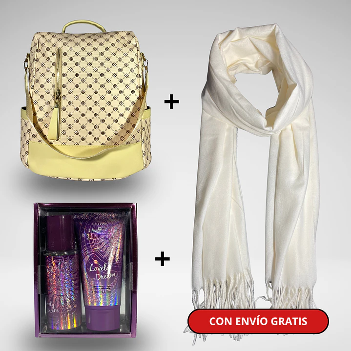 Pack Día de la Mamá: Mochila Antirrobo + Bufanda + Pack Splash + Crema + Envío Gratis🔥 7