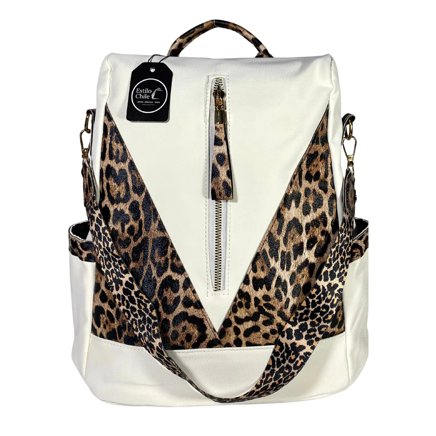 Mochila y Cartera Animal Print Blanca Antirrobo 2