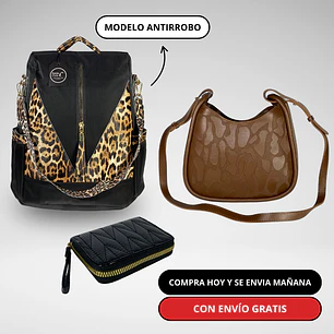 Pack Día de la Mamá: Mochila Antirrobo + Cartera + Billetera + Envío Gratis🔥