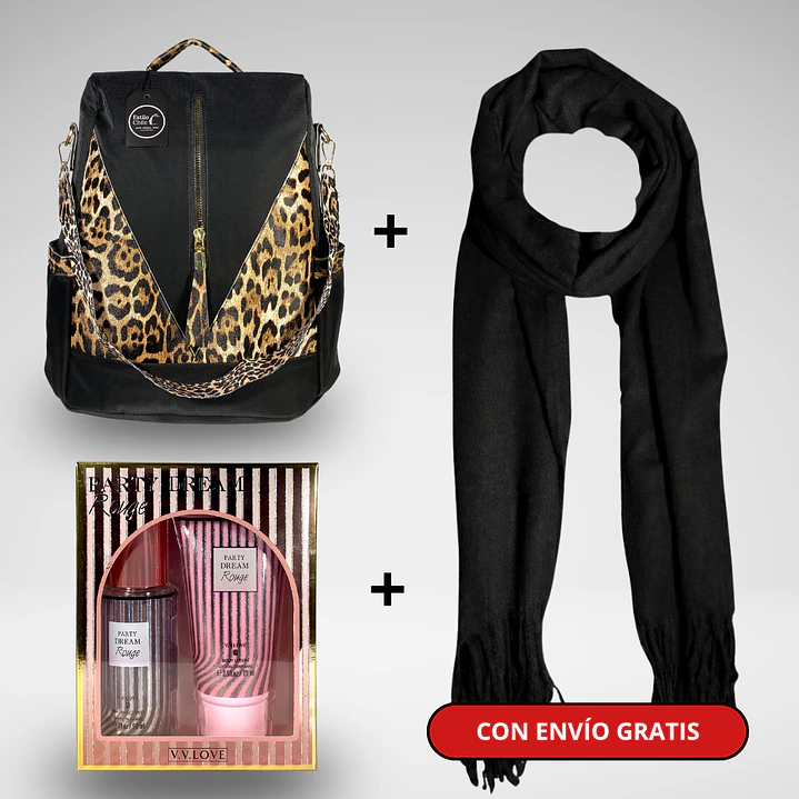 Pack Mujer 2: Mochila Antirrobo + Bufanda + Pack Splash + Crema + Envío Gratis🔥 3