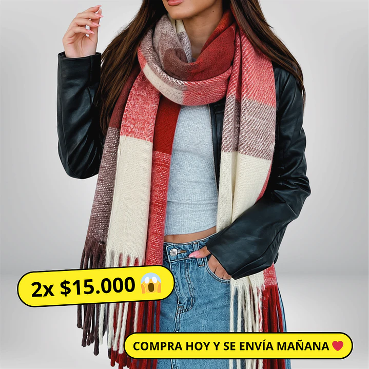 Maxi Bufanda cuadros rojo-blanco 1