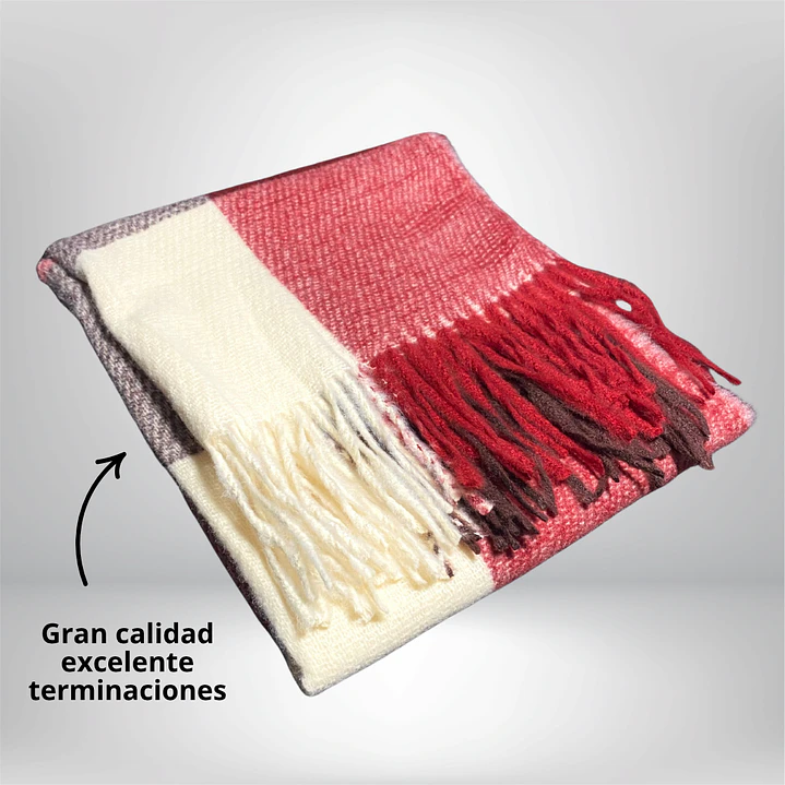 Maxi Bufanda cuadros rojo-blanco 2