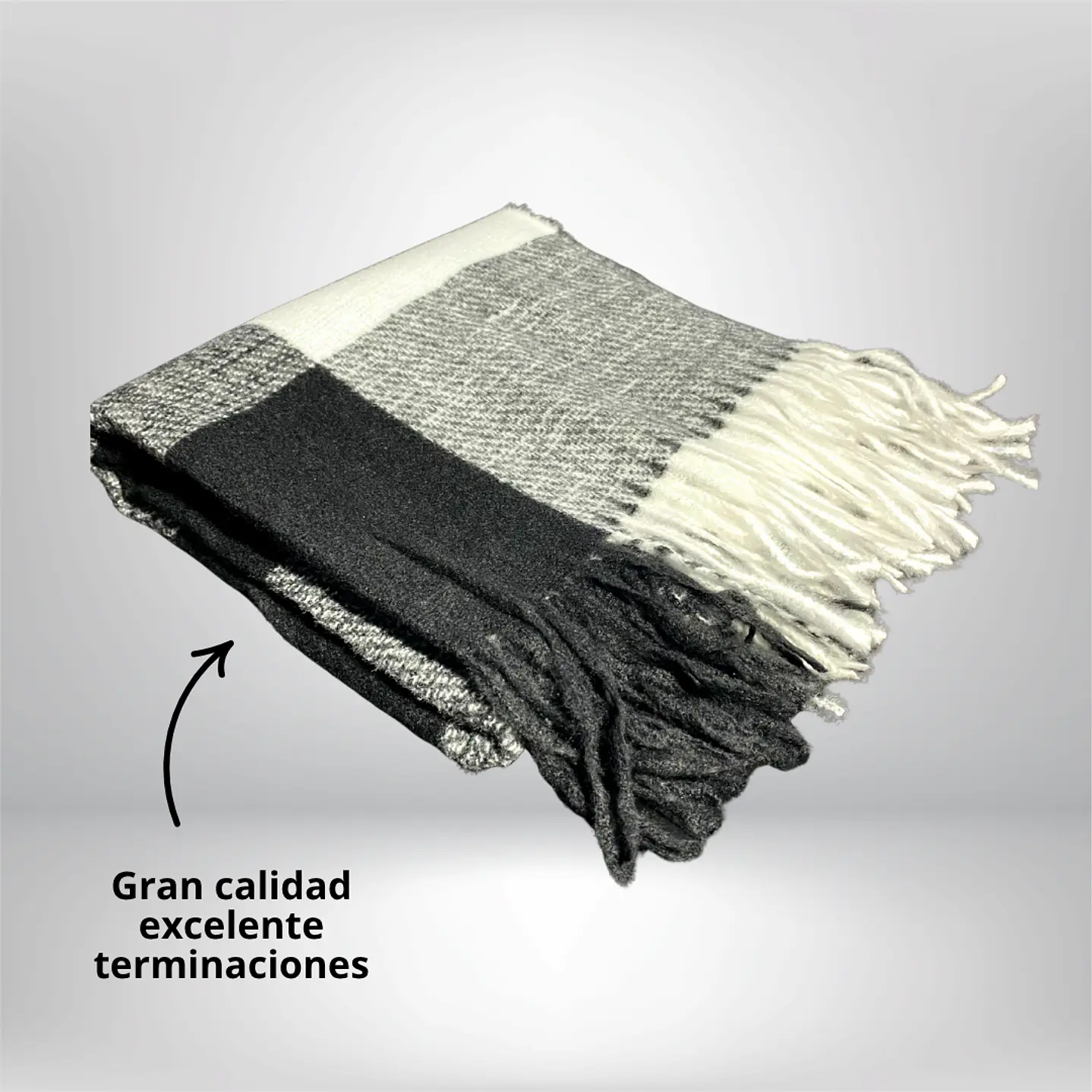 Maxi Bufanda cuadros gris-blanco 2