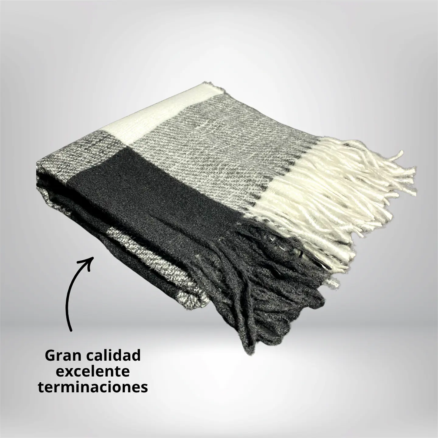 Maxi Bufanda cuadros gris-blanco 2