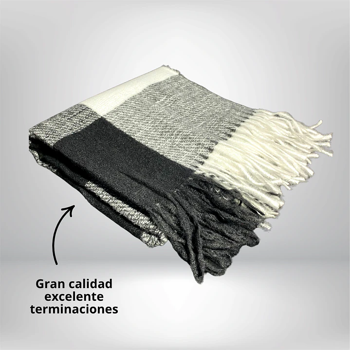 Maxi Bufanda cuadros gris-blanco 2
