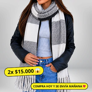 Maxi Bufanda cuadros gris-blanco