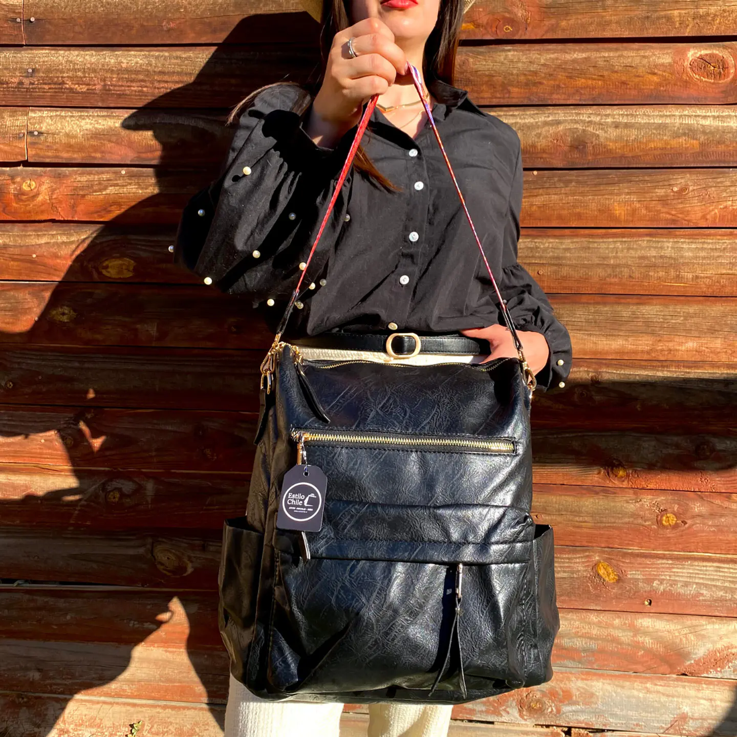 Mochila y Cartera Impermeable Negra (Con capacidad para Pc 14