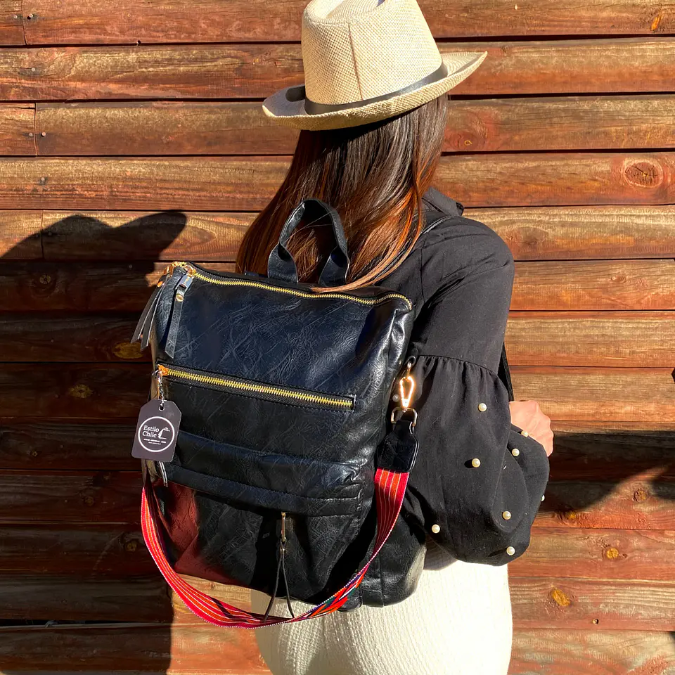 Mochila y Cartera Impermeable Negra (Capacidad Pc 14